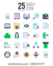 25 Audit icons Pack vector illustration.