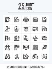 25 Audit Outline icons Pack vector illustration.