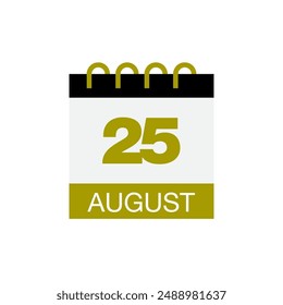 25 de agosto calendario fecha icono Vector eps