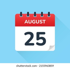 25 August - Calendar icon vector illustration.