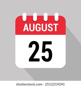 25 august calendar icon vector object design number