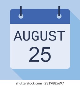 25 August Calendar, Vector Calendar.