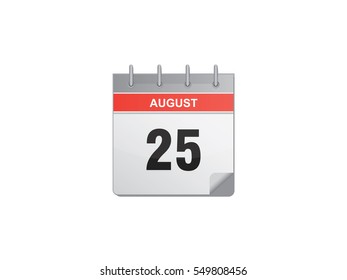25 August calendar vector illustration on white background