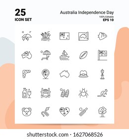 25 Australia Independence Day Icon Set. 100% Editable EPS 10 Files. Business Logo Concept Ideas Line icon design
