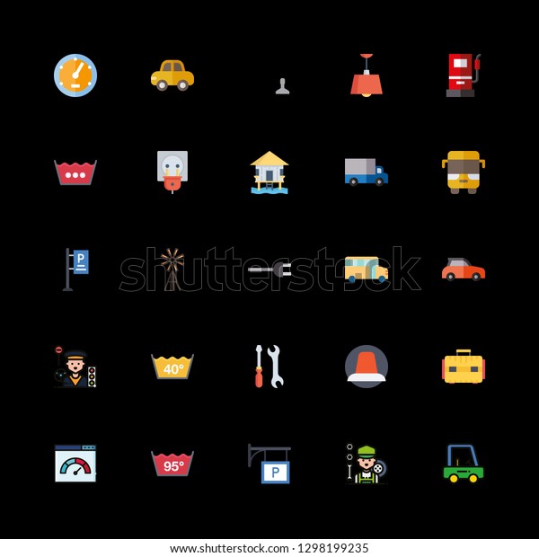 25\
automobile icons with truck and mechanic in this\
set