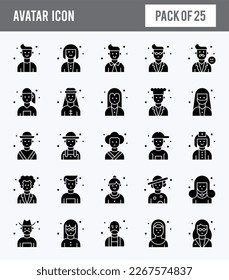 25 Avatar Glyph icon pack. vector illustration.