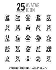 25 Avatar icon pack. vector illustration.