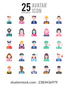 25 Avatar icon pack. vector illustration.