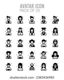 25 Avatar icon pack. vector illustration.