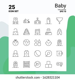 25 Baby Icon Set. 100% Editable EPS 10 Files. Business Logo Concept Ideas Line icon design