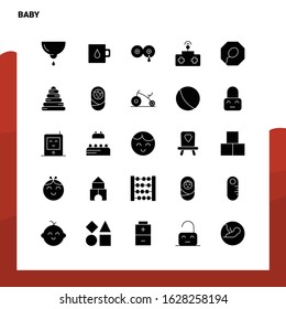 25 Baby Icon set. Solid Glyph Icon Vector Illustration Template For Web and Mobile. Ideas for business company.