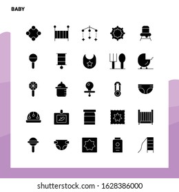25 Baby Icon set. Solid Glyph Icon Vector Illustration Template For Web and Mobile. Ideas for business company.