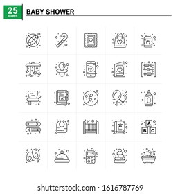 25 Baby Shower icon set. vector background