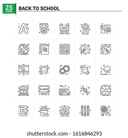 25 Back To School icon set. vector background