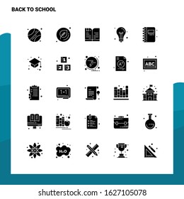 25 Back To School Icon set. Solid Glyph Icon Vector Illustration Template For Web and Mobile. Ideas for business company.