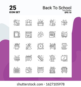 25 Back To School Icon Set. 100% Editable EPS 10 Files. Business Logo Concept Ideas Line icon design