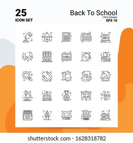 25 Back To School Icon Set. 100% Editable EPS 10 Files. Business Logo Concept Ideas Line icon design