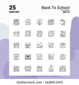 25 Back To School Icon Set. 100% Editable EPS 10 Files. Business Logo Concept Ideas Line icon design