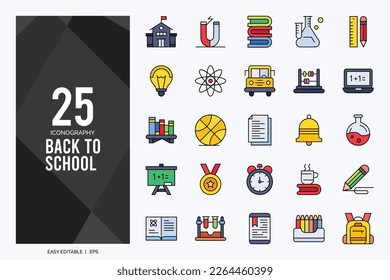 25 Back to school Lineal Color icon pack. vector illustration.