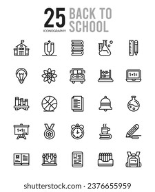 25 Back to school Lineal Color icon pack. vector illustration.