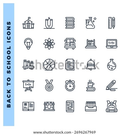 25 Back to school Lineal icon pack. vector illustration.
