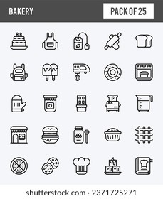 25 Bakery Lineal Expanded icons pack. vector illustration.