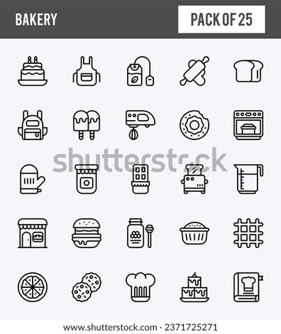 25 Bakery Lineal Expanded icons pack. vector illustration.