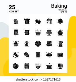 25 Baking Icon Set. 100% Editable EPS 10 Files. Business Logo Concept Ideas Solid Glyph icon design