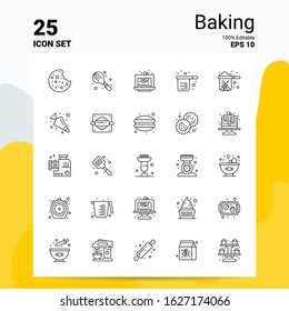 25 Baking Icon Set. 100% Editable EPS 10 Files. Business Logo Concept Ideas Line icon design