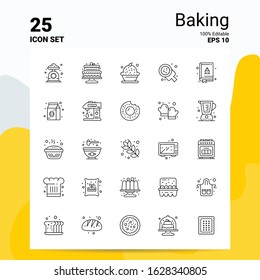 25 Baking Icon Set. 100% Editable EPS 10 Files. Business Logo Concept Ideas Line icon design