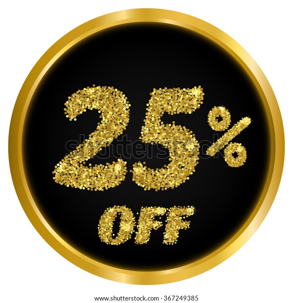 25 Banner25 Gold Glitter Textfifty Percent Stock Vector Royalty Free