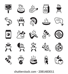 25 barbecue and grill vector icon set