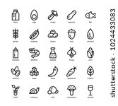 25 basic allergens and diet line icons set. Isolated on white background.