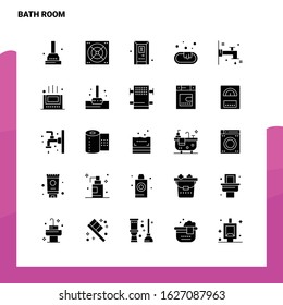 25 Bath Room Icon set. Solid Glyph Icon Vector Illustration Template For Web and Mobile. Ideas for business company.