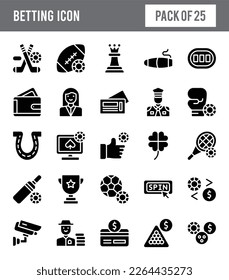 25 Betting Glyph icon pack. vector illustration.