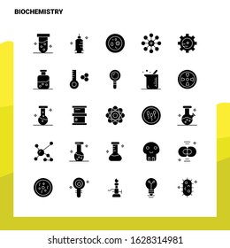 25 Biochemistry Icon set. Solid Glyph Icon Vector Illustration Template For Web and Mobile. Ideas for business company.