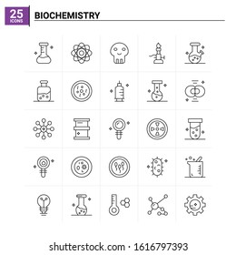 25 Biochemistry icon set. vector background