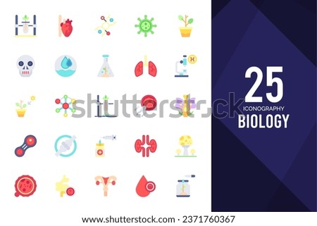 25 Biology Flat icons pack. vector illustration.