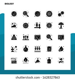 25 Biology Icon set. Solid Glyph Icon Vector Illustration Template For Web and Mobile. Ideas for business company.