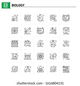 25 Biology icon set. vector background