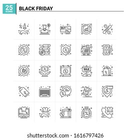 25 Black Friday icon set. vector background