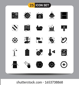 25 Black Icon Pack Glyph Symbols Signs for Responsive designs on white background. 25 Icons Set.