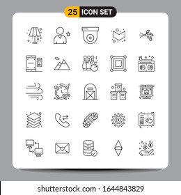 25 Black Icon Pack Outline Symbols Signs for Responsive designs on white background. 25 Icons Set.