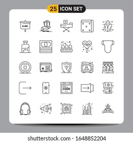 25 Black Icon Pack Outline Symbols Signs for Responsive designs on white background. 25 Icons Set.