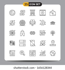 25 Black Icon Pack Outline Symbols Signs for Responsive designs on white background. 25 Icons Set.