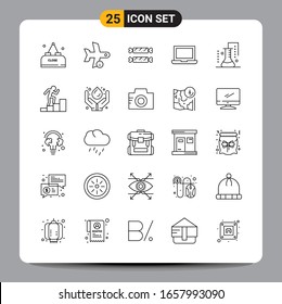 25 Black Icon Pack Outline Symbols Signs for Responsive designs on white background. 25 Icons Set.