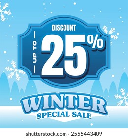 25% Blue Discount Banner Special Winter Sale