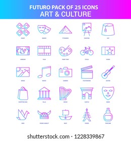 25 Blue and Pink Futuro Art and Culture Icon Pack