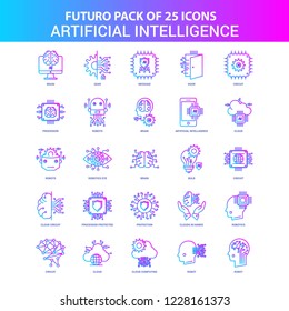 25 Blue and Pink Futuro Artificial Intelligence Icon Pack