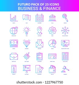 25 Blue and Pink Futuro Business and Finance Icon Pack